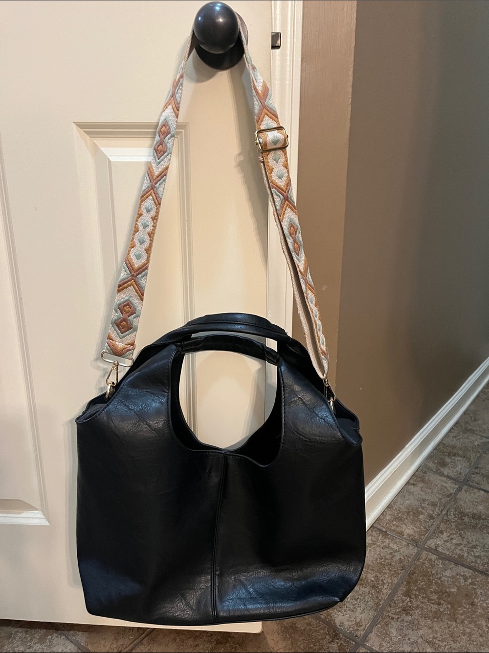 Ah-dorned  Vegan Classic Black Leather Tote Bag - Women Love this Bag!